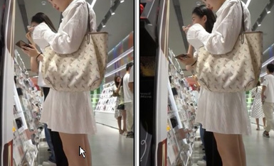 商场一路跟踪抄底短裙美女 浑圆的大屁屁 白色透明蕾丝内裤 隐约能看到黑毛毛