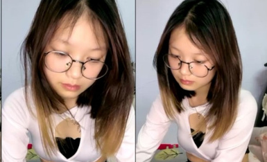 新人！【泡泡鱼妹妹】两个00后可爱眼镜妹~舌吻互舔无套啪啪~稚嫩的少女胴体，看了流鼻血 (5)