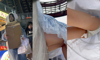 大神尾隨偷拍美女裙底風光 一箭雙雕睡衣姐妹一個還沒穿內褲蘿莉塔長裙靚妹。綠色碎花內。沒擦乾凈粘了紙