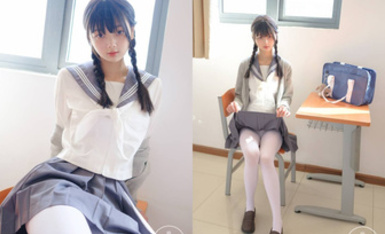 萬眾矚目女神終於露了！微博SSS純天然極品治癒系清純美女【赤西夜夜】萬元定製-雙馬尾JK