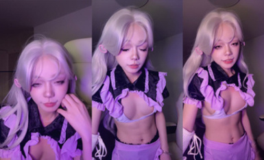 羚 精靈系尤物! cos女僕裝，美女道具自慰白漿直流，裸舞超頂! (1)